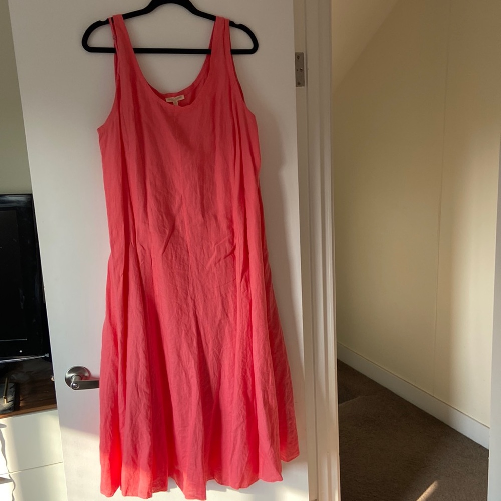 Fully lined coral Eileen Fischer linen Dress
